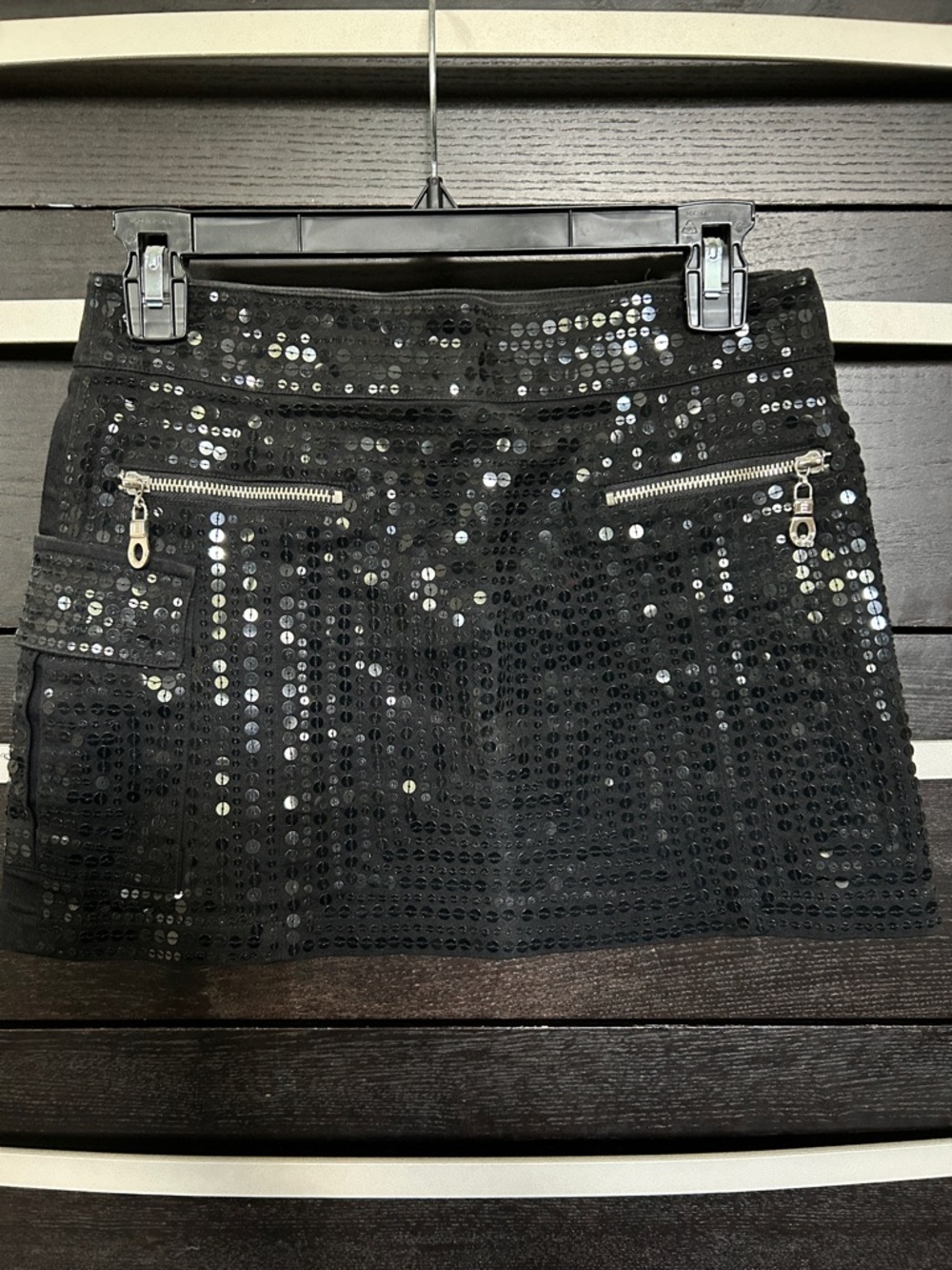 90s/2000s Vintage Black Sequin Mini Skirt Extyn Italy